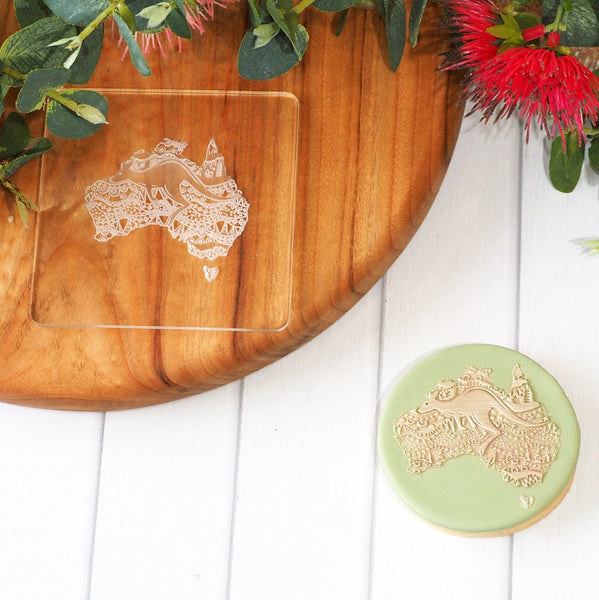 Australia with Kangaroo Raise It Up / Deboss Cookie Stamp