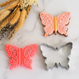 Butterfly (Stamp Set) Emboss 3D Printed Cookie Stamp + Stainless Steel Cookie Cutter