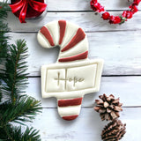 Candy Cane with Sign (Stamp Set) Emboss 3D Printed Cookie Stamp  + Stainless Steel Cookie Cutter