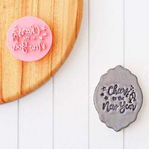 Cheers to the New Year Emboss 3D Printed Cookie Stamp