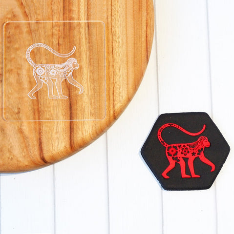 Birthday Chinese Zodiac Monkey Raise It Up / Deboss Cookie Stamp