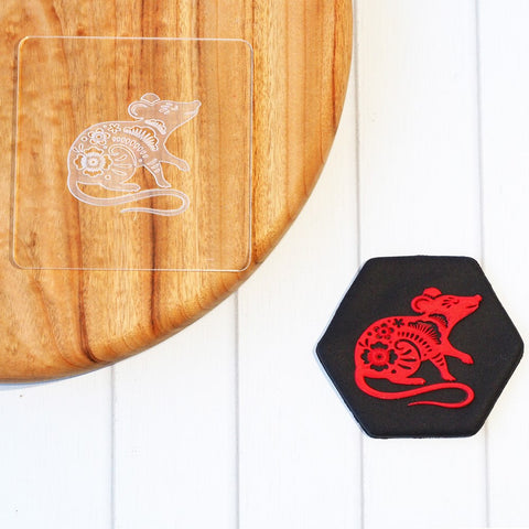 Birthday Chinese Zodiac Rat Raise It Up / Deboss Cookie Stamp