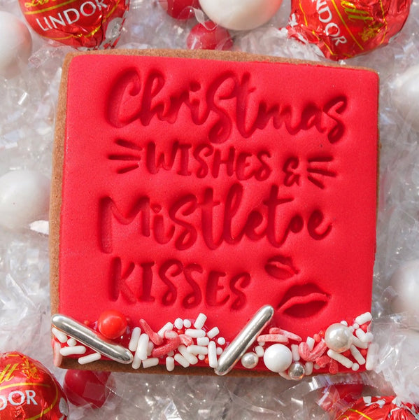 Christmas wishes and Mistletoe Kisses Emboss 3D Printed Cookie Stamp