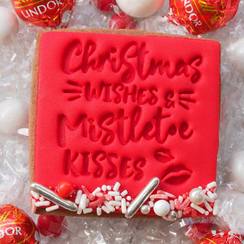 Christmas wishes and Mistletoe Kisses Emboss 3D Printed Cookie Stamp