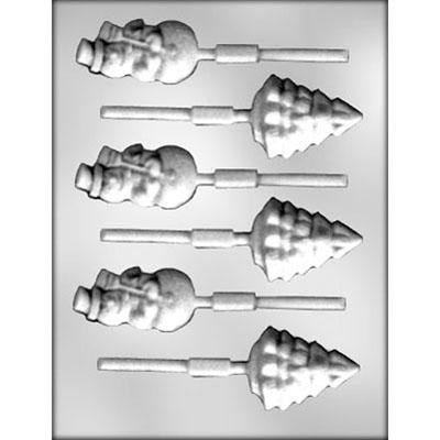 Christmas Tree and Snowman Chocolate Sucker or Chocolate Pop Mould