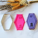 Coffin (Stamp Set) Emboss 3D Printed Cookie Stamp  + Stainless Steel Cookie Cutter