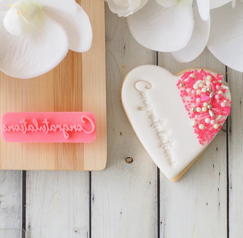 Congratulations (Bold Script) Emboss 3D Printed Cookie Stamp