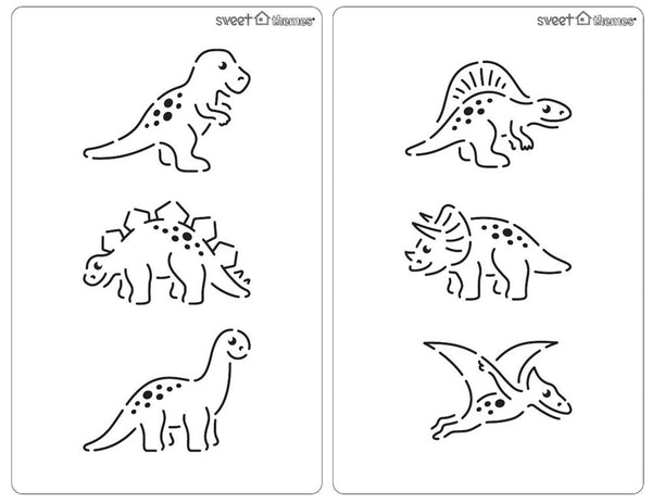 Dinosaur Cute Cookie Stencil (2pk)