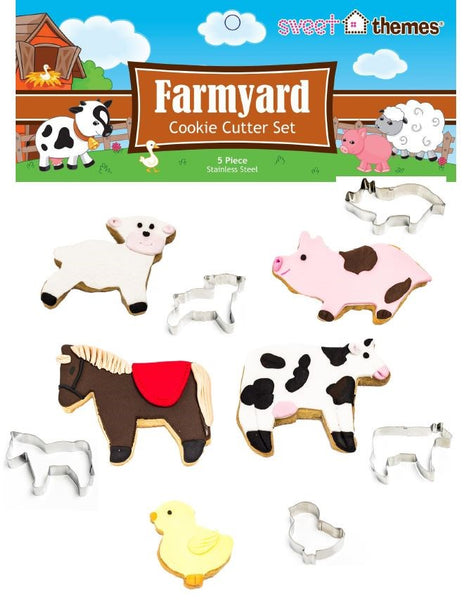 Farmyard 5pce (with Horse) Stainless Steel Cookie Cutter Pack