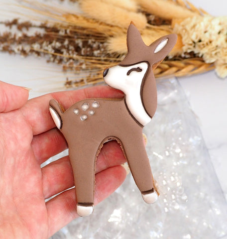 Deer or Fawn (Stamp Set) Emboss 3D Printed Cookie Stamp + Stainless Steel Cookie Cutter