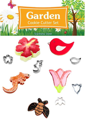 Garden 5pce  (Lizard & Bird) Stainless Steel Cookie Cutter Pack