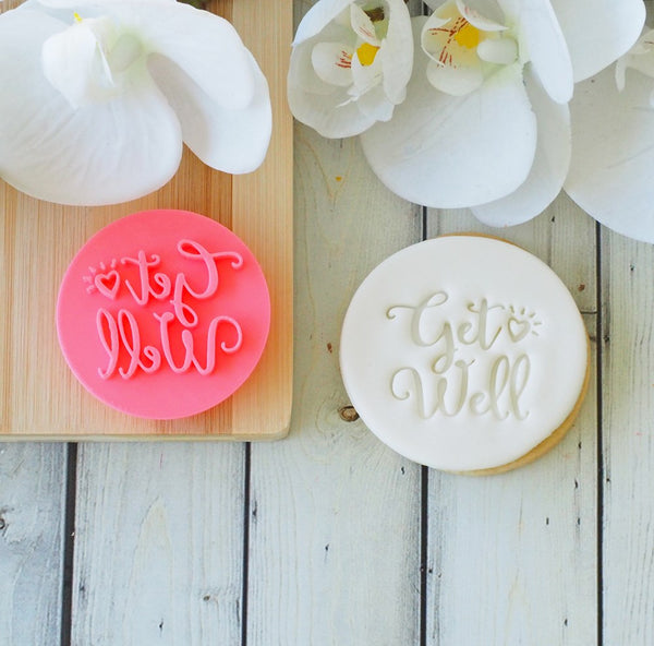 Get Well (Funky) Emboss 3D Printed Cookie Stamp