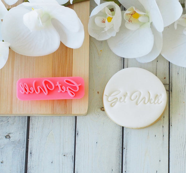 Get Well (Bold Script) Emboss 3D Printed Cookie Stamp