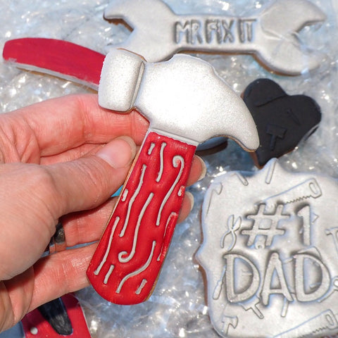 Hammer (Stamp Set) Emboss 3D Printed Cookie Stamp  + Stainless Steel Cookie Cutter