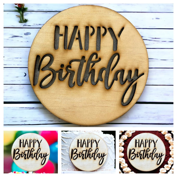 Happy Birthday (Fun) Cake Topper - Plywood
