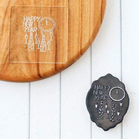 Happy New Year (Champagne Celebration) Raise It Up / Deboss Cookie Stamp