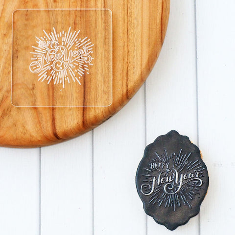 Happy New Year (Firework Burst) Raise It Up / Deboss Cookie Stamp
