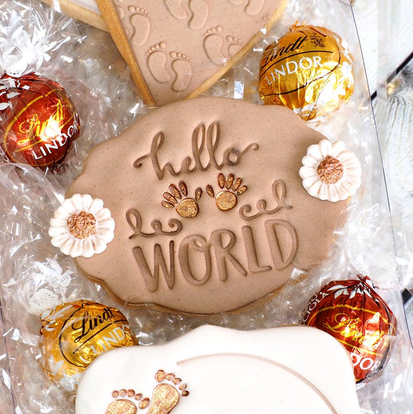 Hello World Emboss 3D Printed Cookie Stamp