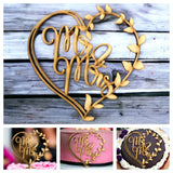 Mr & Mrs (Bold Script) Cake Topper - Plywood
