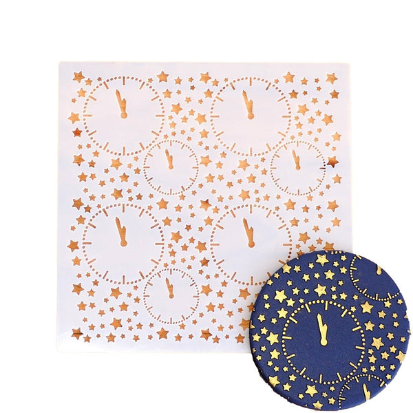 New Year's Eve Clocks Cookie Stencil