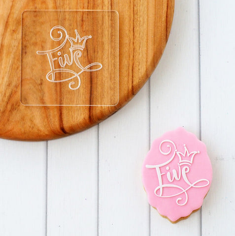 Number Five (Crown) Raise It Up / Deboss Cookie Stamp