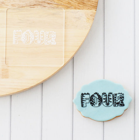 Number Four (Dinosaur) Raise It Up / Deboss Cookie Stamp