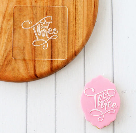 Number Three (Crown) Raise It Up / Deboss Cookie Stamp