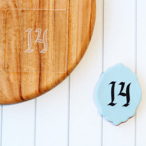 Number Fourteen (Tattoo) Raise It Up / Deboss Cookie Stamp