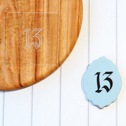 Number Thirteen (Tattoo) Raise It Up / Deboss Cookie Stamp