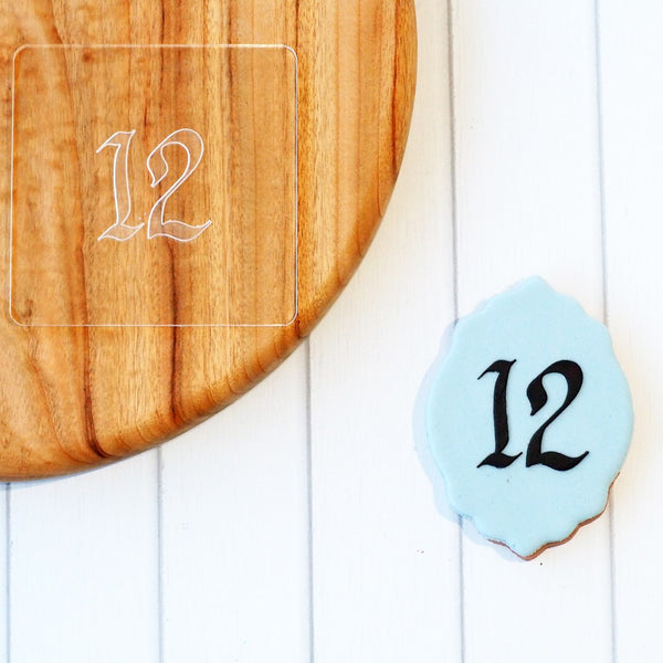 Number Twelve (Tattoo) Raise It Up / Deboss Cookie Stamp