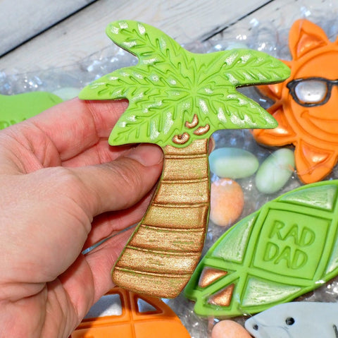 Palm Tree (Stamp Set) Emboss 3D Printed Cookie Stamp  + Stainless Steel Cookie Cutter