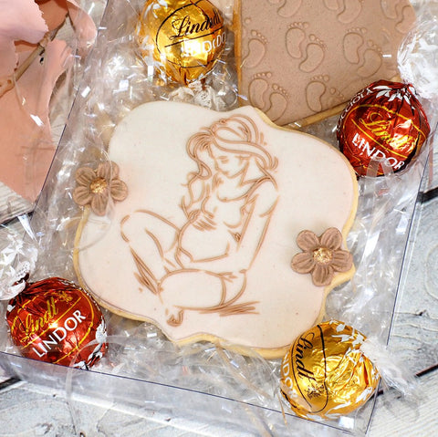 Pregnant Lady Sitting Raise It Up Stamp