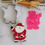 Santa Waving (Stamp Set) Emboss 3D Printed Cookie Stamp + Stainless Steel Cutter