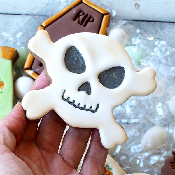 Skull (Stamp Set) Emboss 3D Printed Cookie Stamp + Stainless Steel Cookie Cutter