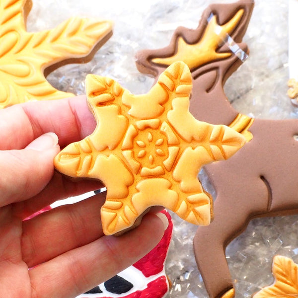 Snowflake Small (Stamp Set) Emboss 3D Printed Cookie Stamp + Stainless Steel Cookie Cutter