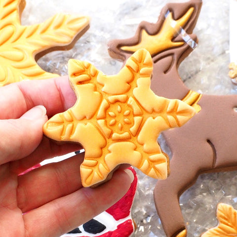 Snowflake Small (Stamp Set) Emboss 3D Printed Cookie Stamp + Stainless Steel Cookie Cutter