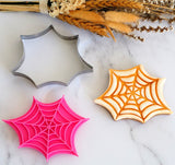 Spider Web (Stamp Set) Emboss 3D Printed Cookie Stamp  + Stainless Steel Cookie Cutter