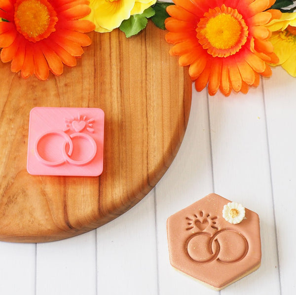Wedding Rings Emboss 3D Printed Cookie Stamp
