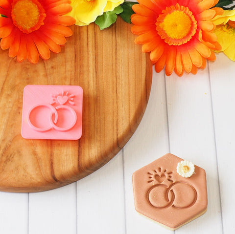 Wedding Rings Emboss 3D Printed Cookie Stamp
