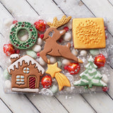 Wreath with Holly and Poinsettia (Stamp Set) Emboss 3D Printed Cookie Stamp  + 3D Printed Cookie Cutter