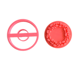 Wreath with Holly and Poinsettia (Stamp Set) Emboss 3D Printed Cookie Stamp  + 3D Printed Cookie Cutter