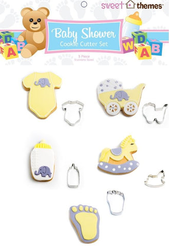 Baby Shower 5pce Stainless Steel Cookie Cutter Pack