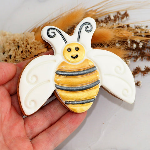 Bee (Stamp Set) Emboss 3D Printed Cookie Stamp + Stainless Steel Cookie Cutter