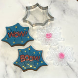 Boom and Wow (Stamp Set) Emboss Cookie Stamps + Stainless Steel Cutter (3pce)