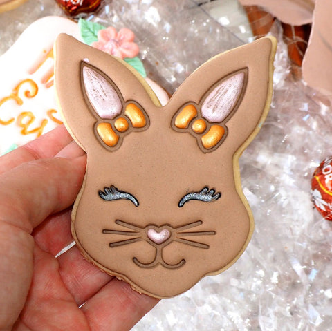 Bunny Face (Girl) (Stamp Set) Emboss 3D Printed Cookie Stamp  + Stainless Steel Cookie Cutter