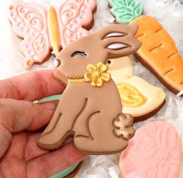 Bunny Sitting (Stamp Set) Emboss 3D Printed Cookie Stamp  + Stainless Steel Cookie Cutter