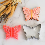 Butterfly (Stamp Set) Emboss 3D Printed Cookie Stamp + Stainless Steel Cookie Cutter