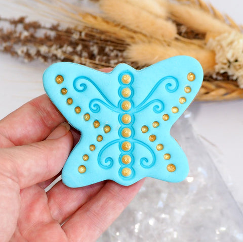 Butterfly Round (Stamp Set) Emboss 3D Printed Cookie Stamp + Stainless Steel Cookie Cutter