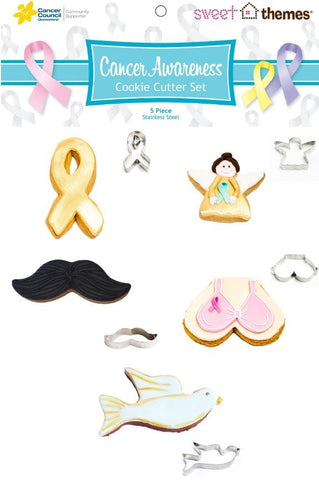 Cancer Awareness (w Angel S) 5pce Stainless Steel Cookie Cutter Pack - Last One