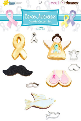 Cancer Awareness (w Angel L) 5pce Stainless Steel Cookie Cutter Pack